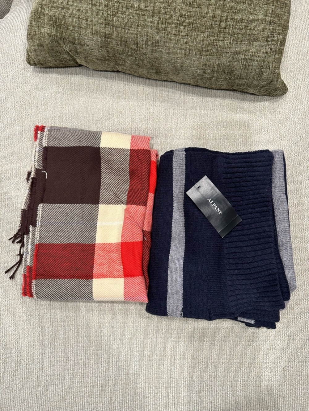 Alfani Navy and Red Plaid Kids Scarves Bundle